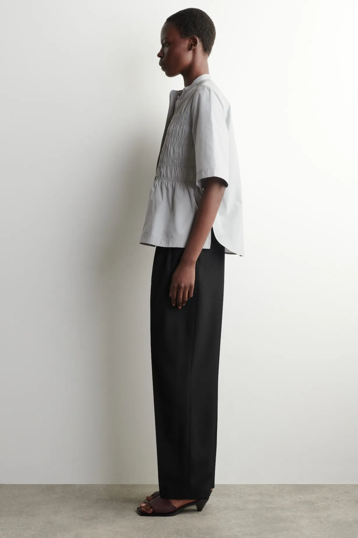 RUCHED COTTON BLOUSE