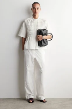 RUCHED COTTON BLOUSE