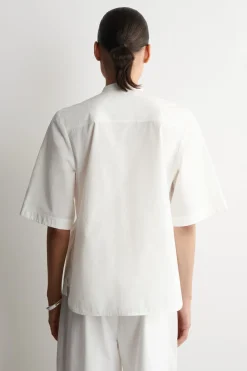 RUCHED COTTON BLOUSE