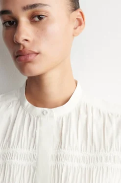 RUCHED COTTON BLOUSE