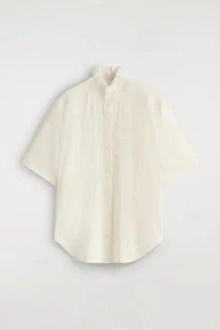 RUFFLE-COLLAR MODAL BLOUSE