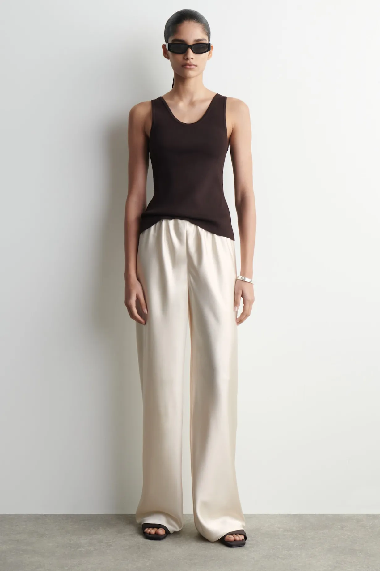 SATIN WIDE-LEG PANTS