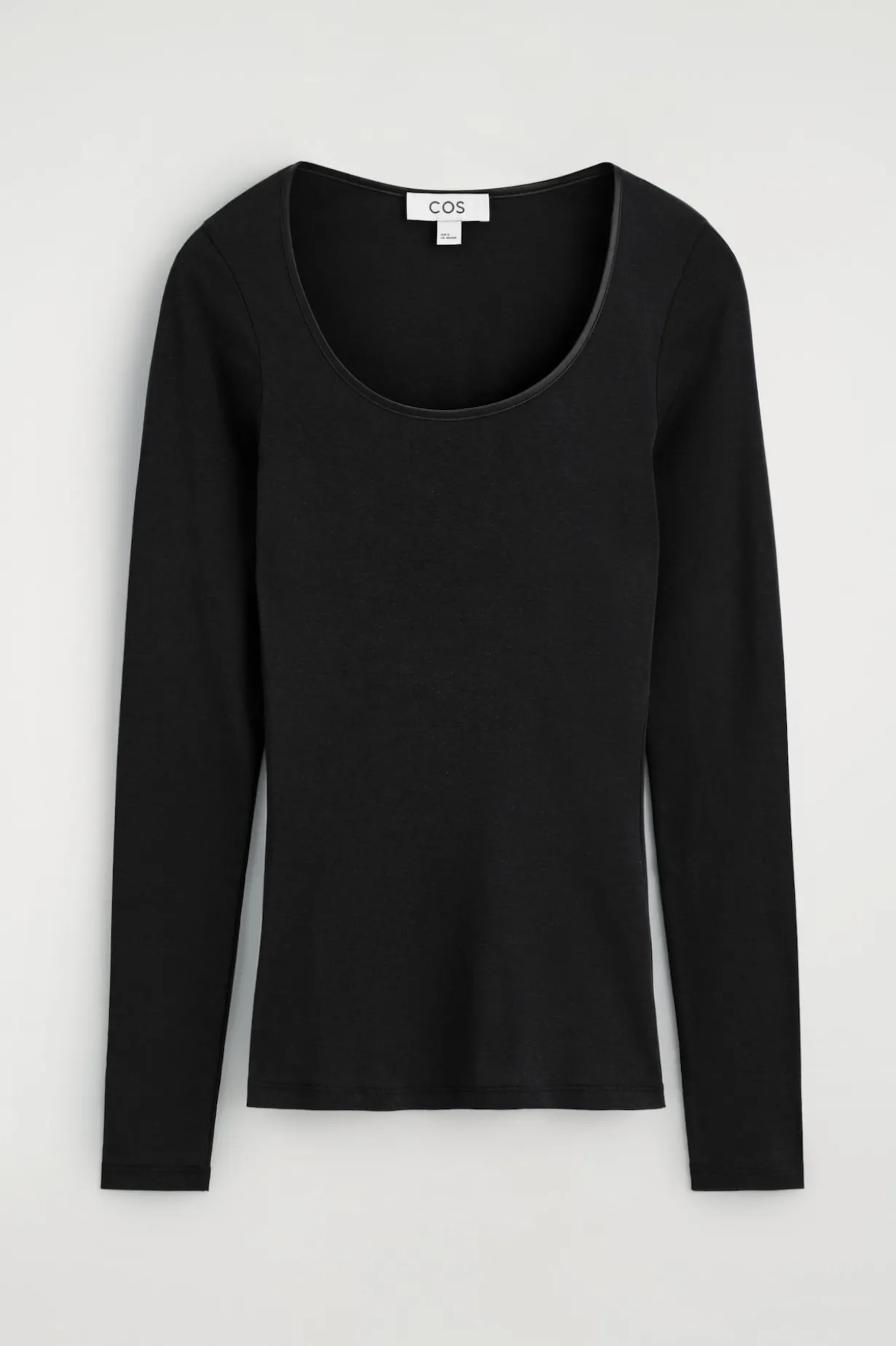 SATIN-TRIMMED COTTON JERSEY LONG-SLEEVED TOP