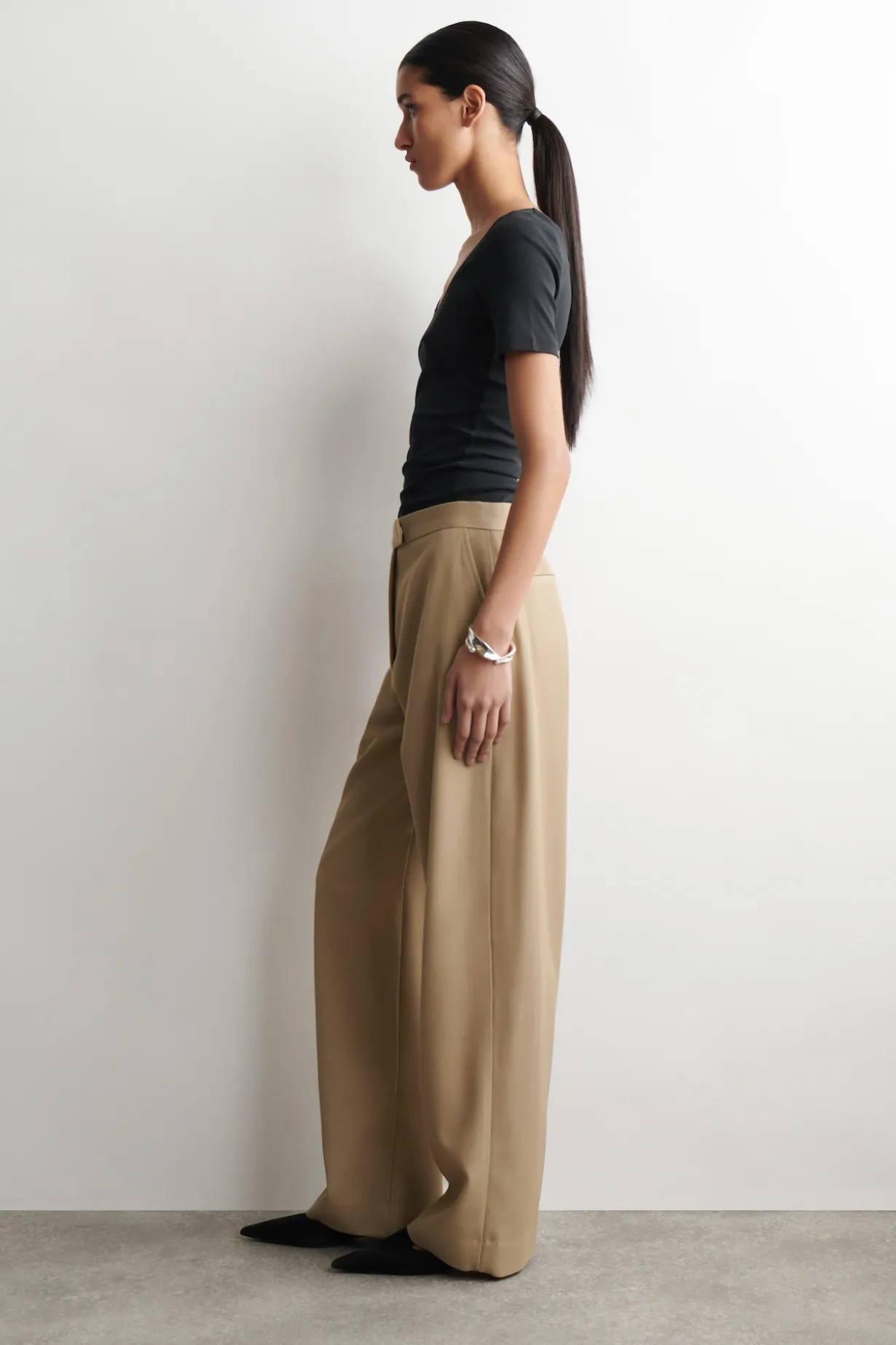 SATIN-TRIMMED COTTON-JERSEY T-SHIRT