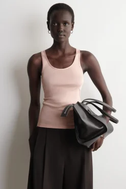 SATIN-TRIMMED COTTON-JERSEY TANK TOP