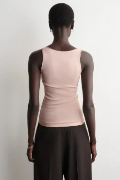 SATIN-TRIMMED COTTON-JERSEY TANK TOP