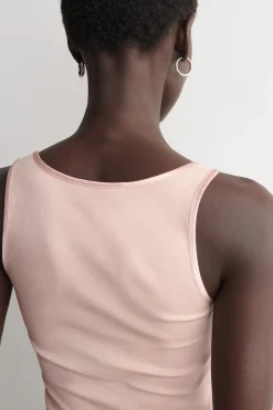 SATIN-TRIMMED COTTON-JERSEY TANK TOP