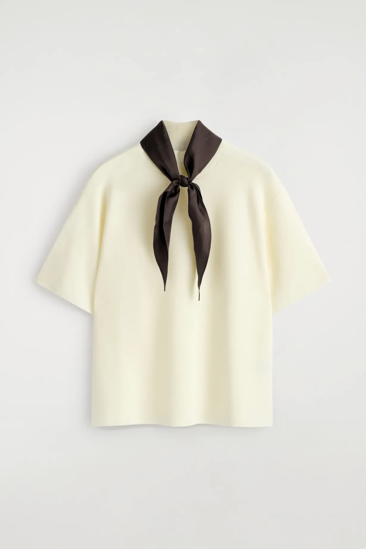 SCARF-DETAIL MERINO WOOL T-SHIRT