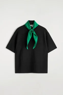 SCARF-DETAIL MERINO WOOL T-SHIRT