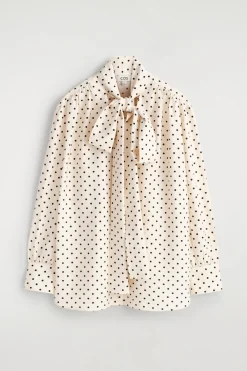 SCARF-DETAIL POLKA-DOT SHIRT