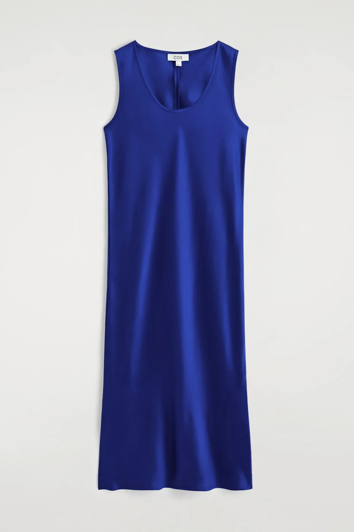 SCOOP-NECK SATIN MIDI DRESS