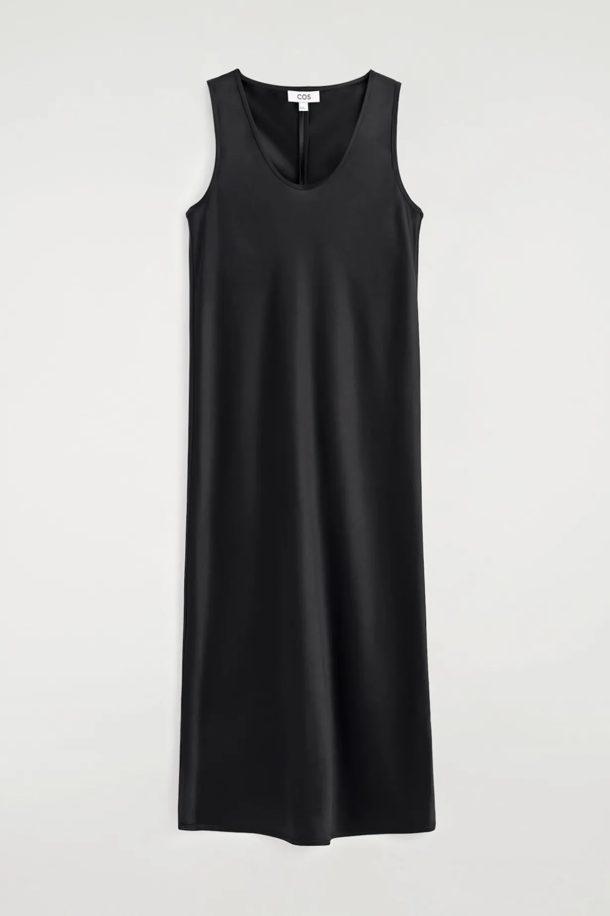 SCOOP-NECK SATIN MIDI DRESS