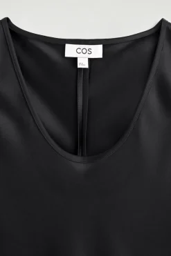 SCOOP-NECK SATIN MIDI DRESS