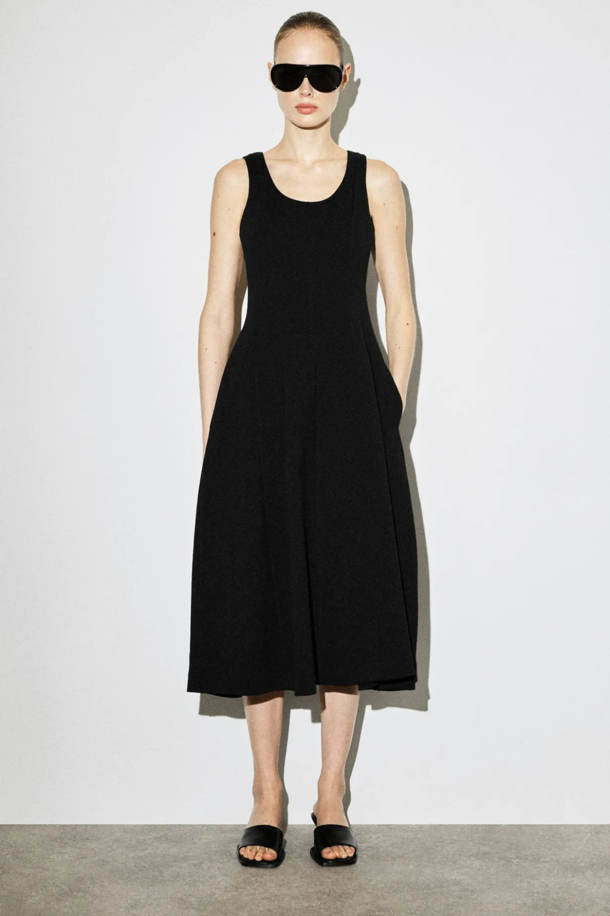 SCULPTED COTTON MIDI DRESS