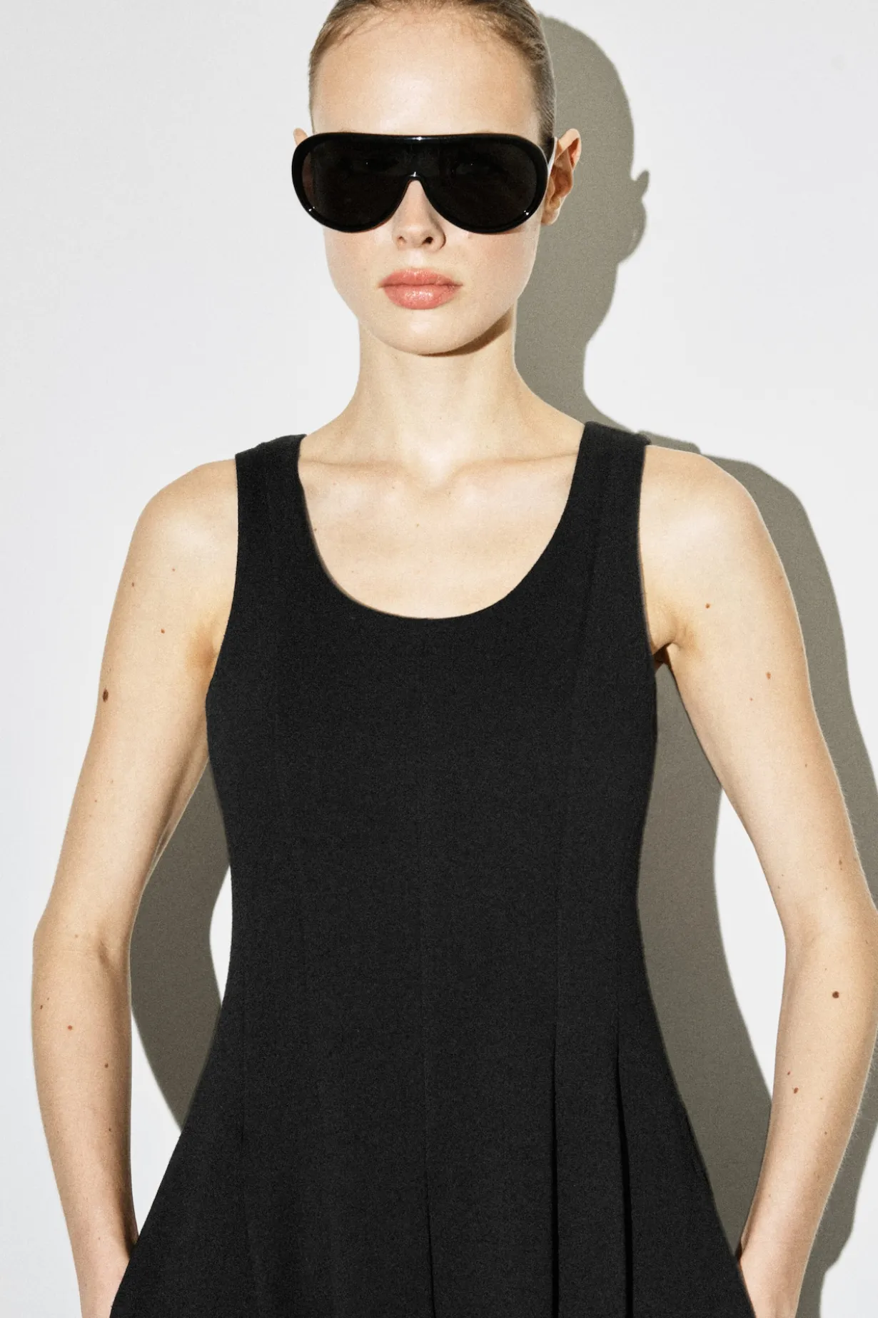 SCULPTED COTTON MIDI DRESS