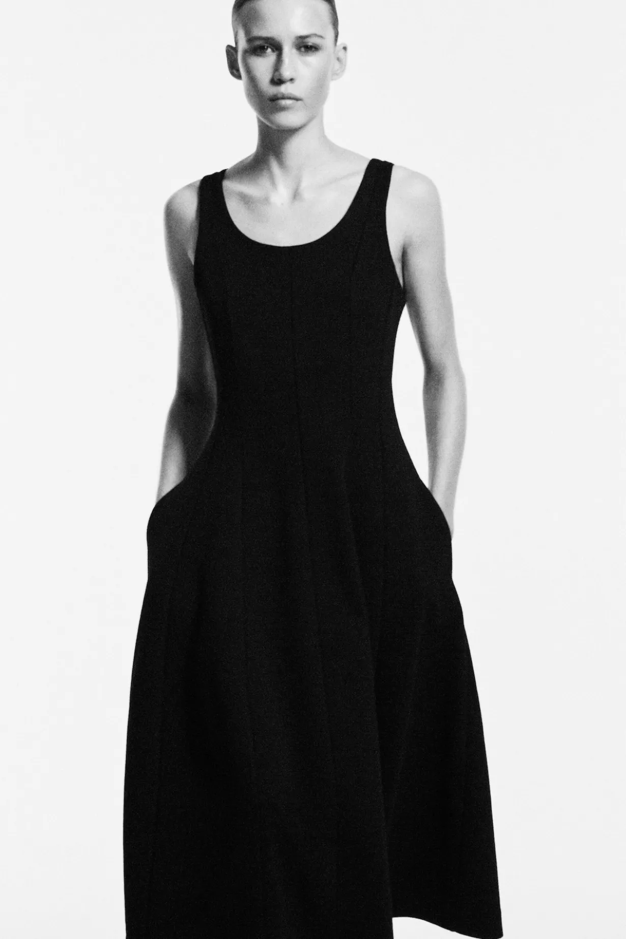 SCULPTED COTTON MIDI DRESS