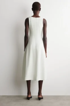 SCULPTED COTTON MIDI DRESS
