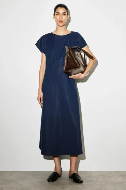 SCULPTED GATHERED JERSEY MIDI DRESS