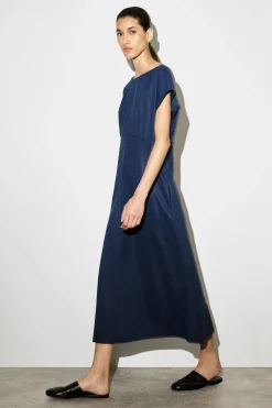 SCULPTED GATHERED JERSEY MIDI DRESS