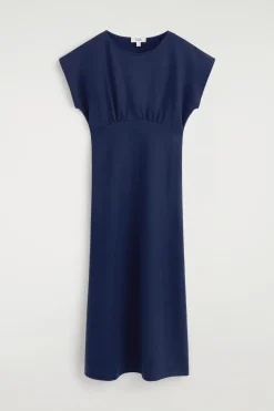 SCULPTED GATHERED JERSEY MIDI DRESS