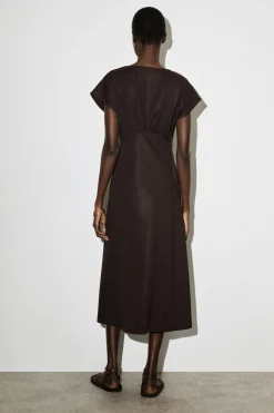 SCULPTED GATHERED JERSEY MIDI DRESS