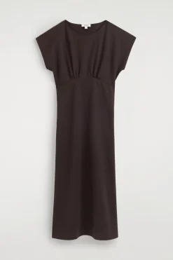 SCULPTED GATHERED JERSEY MIDI DRESS