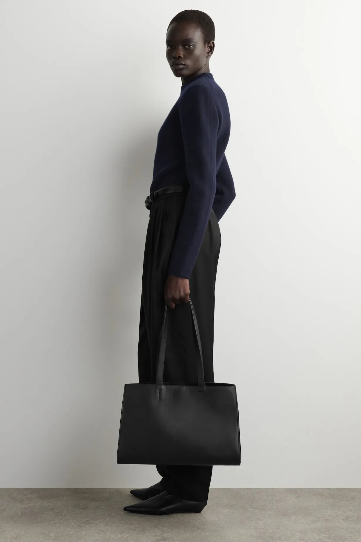 SCULPTED-SHOULDER MERINO WOOL SWEATER