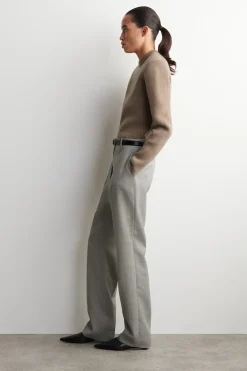 SCULPTED-SHOULDER MERINO WOOL SWEATER