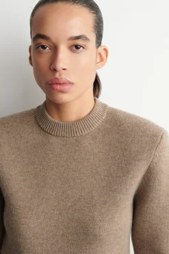 SCULPTED-SHOULDER MERINO WOOL SWEATER