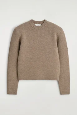 SCULPTED-SHOULDER MERINO WOOL SWEATER