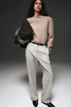 SCULPTED-SHOULDER MERINO WOOL SWEATER