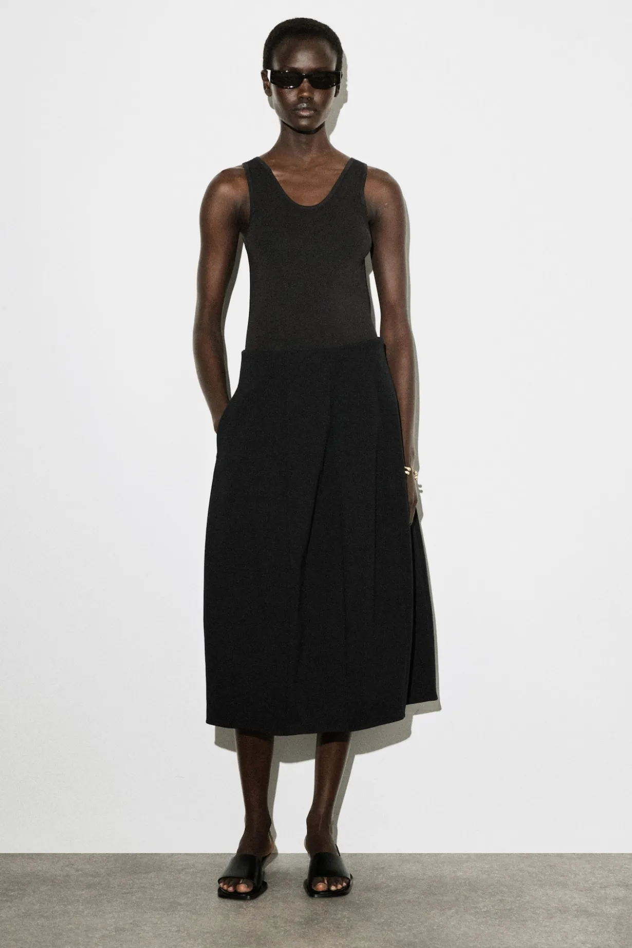 SCULPTURAL JERSEY MIDI SKIRT