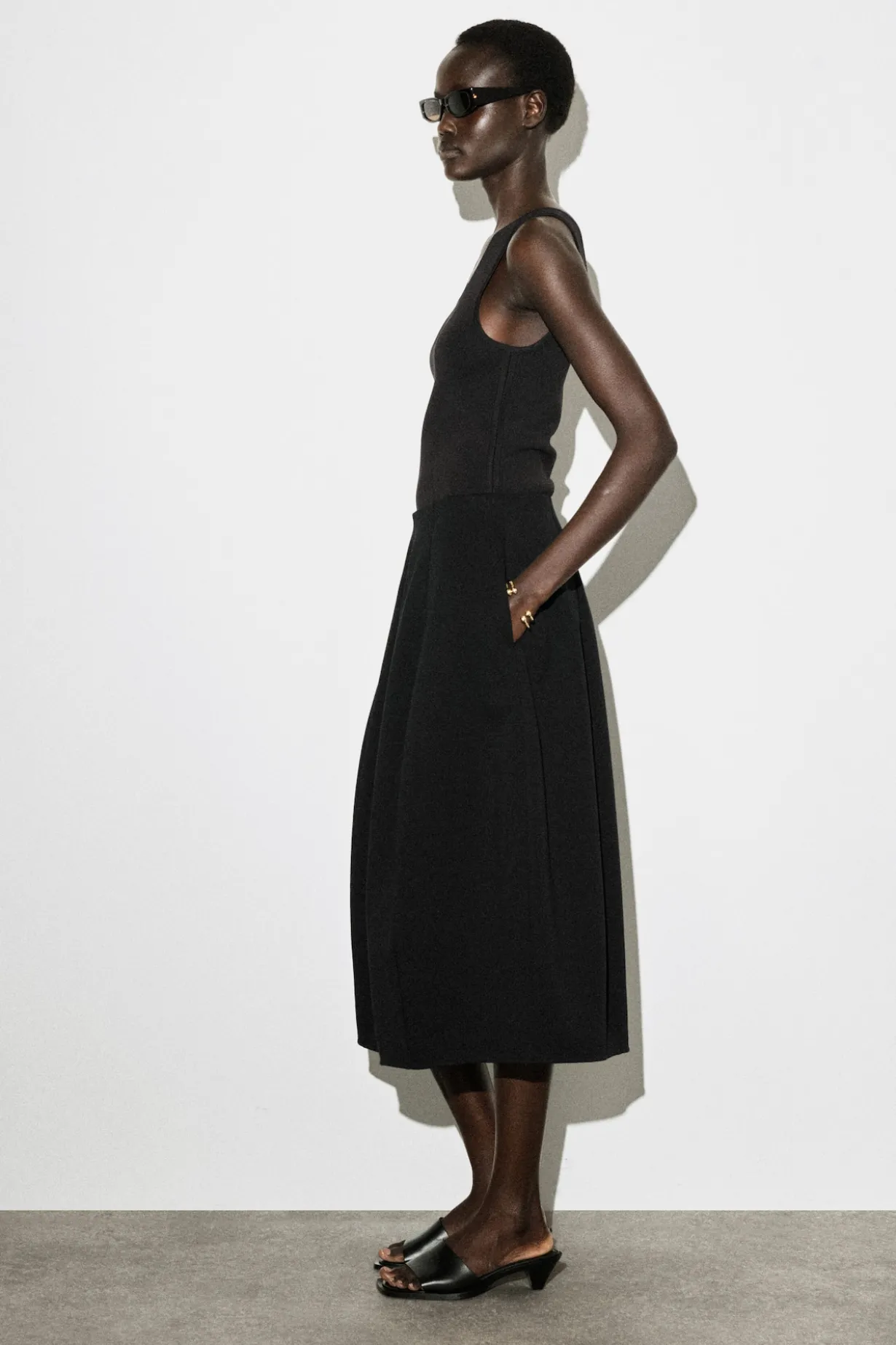 SCULPTURAL JERSEY MIDI SKIRT
