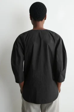 SCULPTURAL PIMA COTTON-POPLIN BLOUSE
