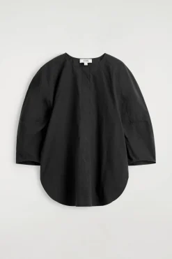 SCULPTURAL PIMA COTTON-POPLIN BLOUSE