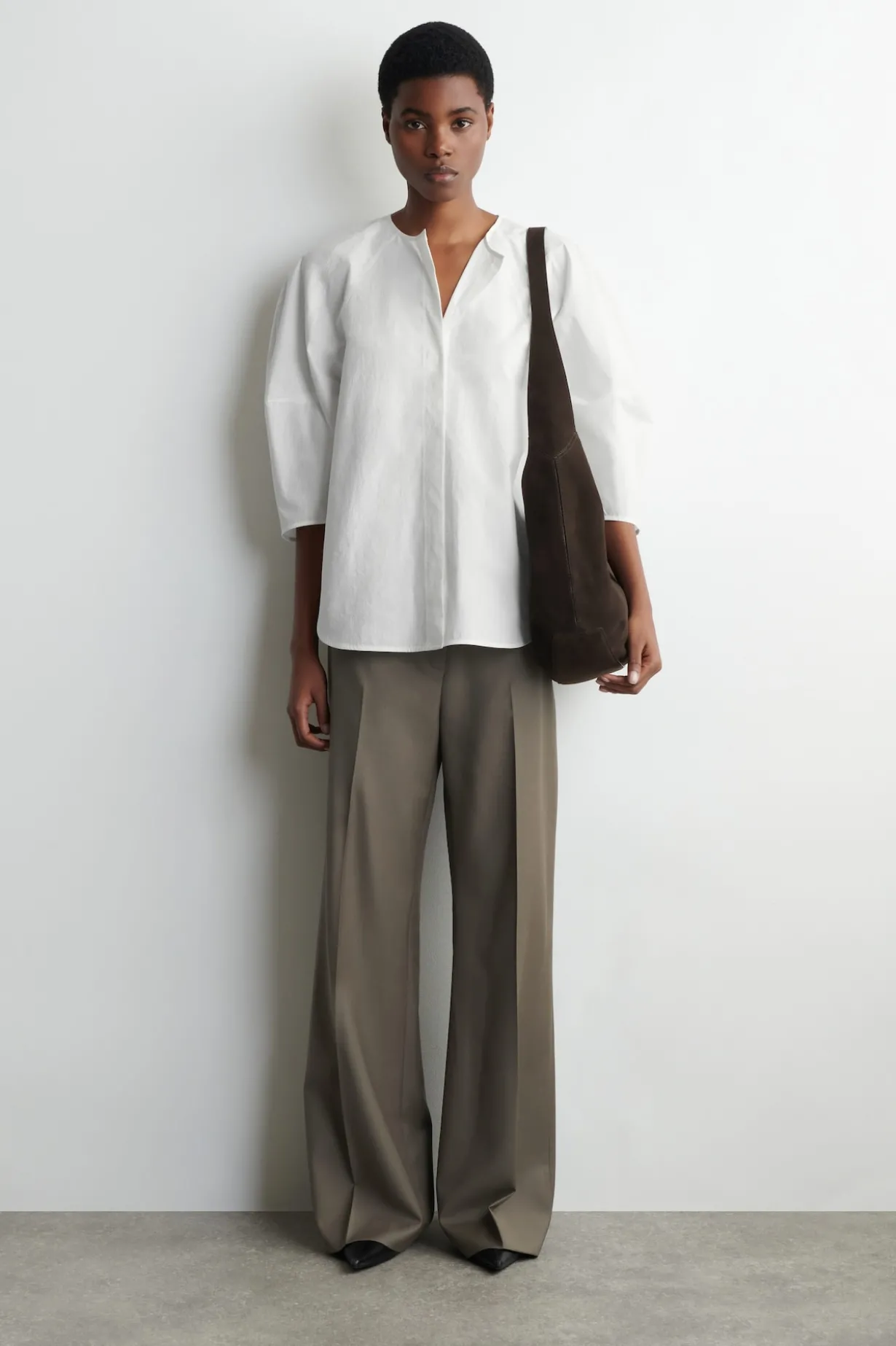 SCULPTURAL PIMA COTTON-POPLIN BLOUSE