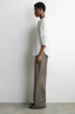 SCULPTURAL PIMA COTTON-POPLIN BLOUSE