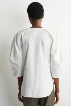 SCULPTURAL PIMA COTTON-POPLIN BLOUSE