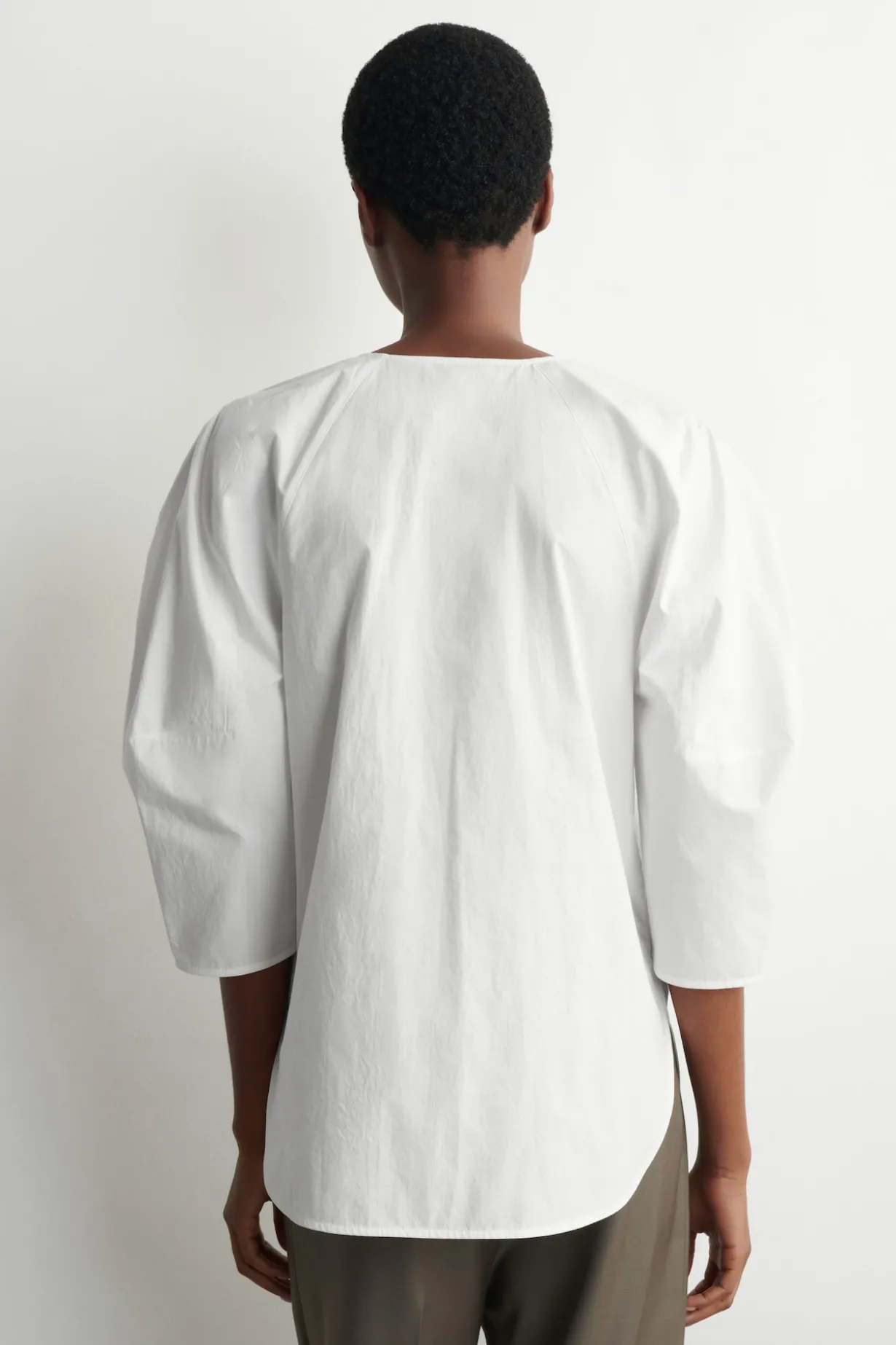 SCULPTURAL PIMA COTTON-POPLIN BLOUSE