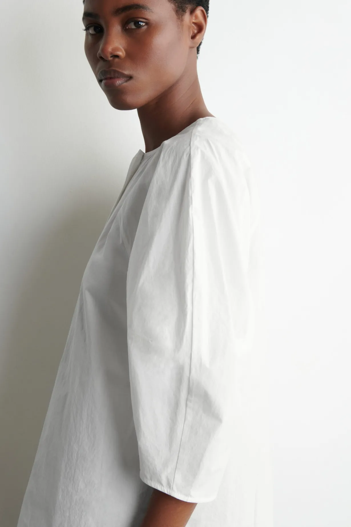SCULPTURAL PIMA COTTON-POPLIN BLOUSE