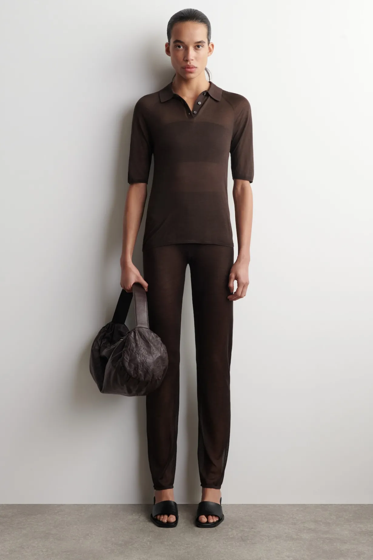 SEAMLESS SHEER KNITTED SILK PANTS
