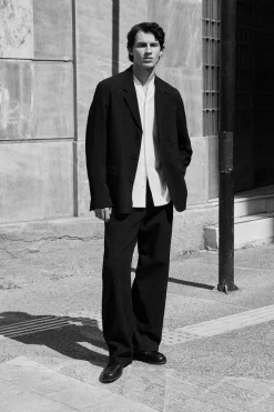 SEERSUCKER RELAXED-FIT STRAIGHT-LEG PANTS