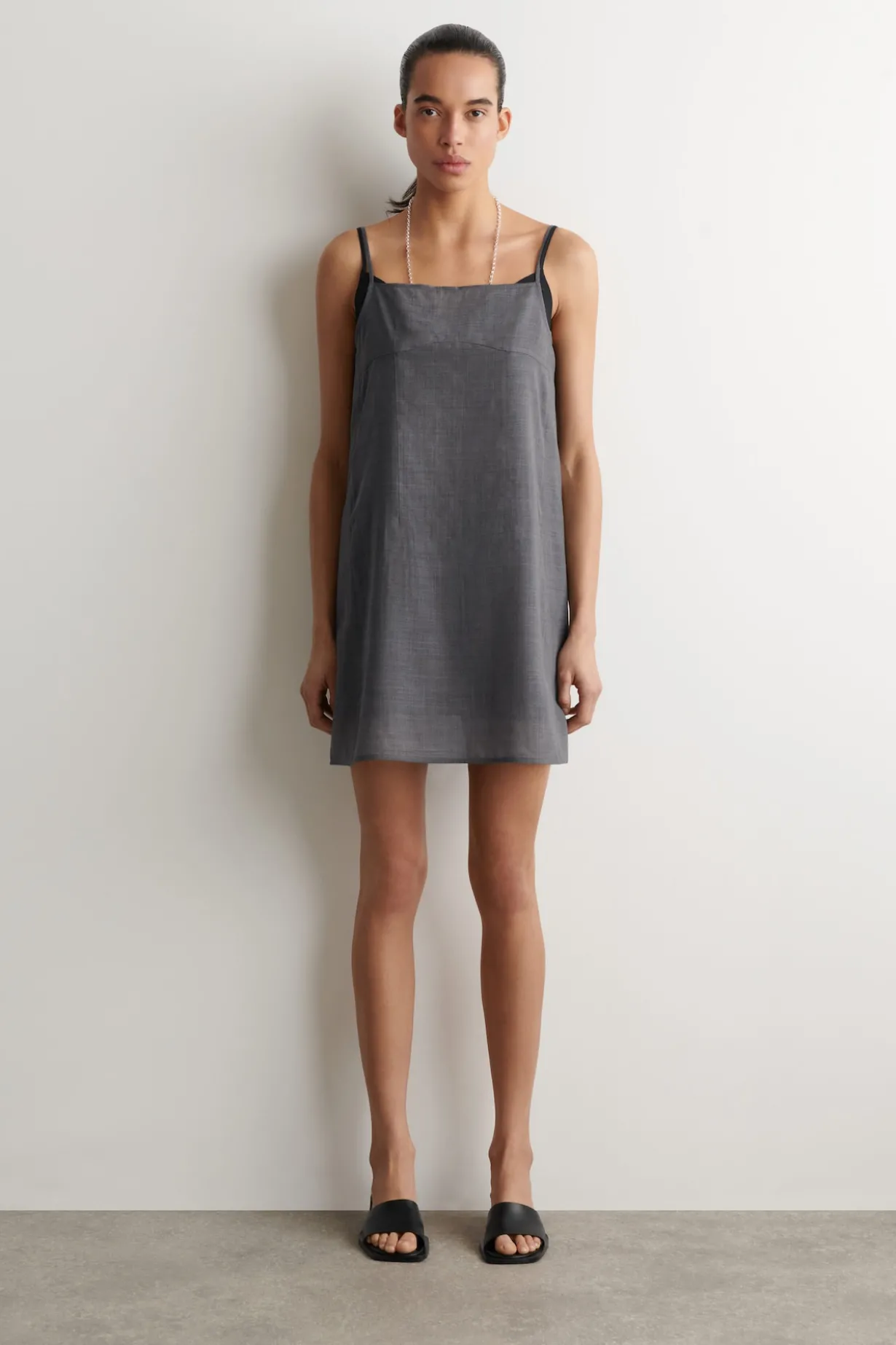 SEMI-SHEER LAYERED WOOL MINI DRESS