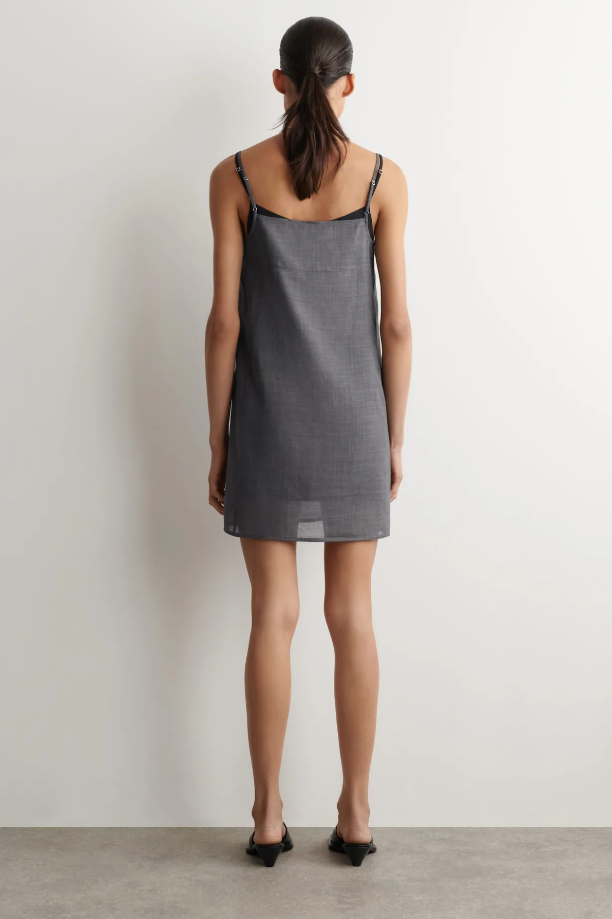 SEMI-SHEER LAYERED WOOL MINI DRESS