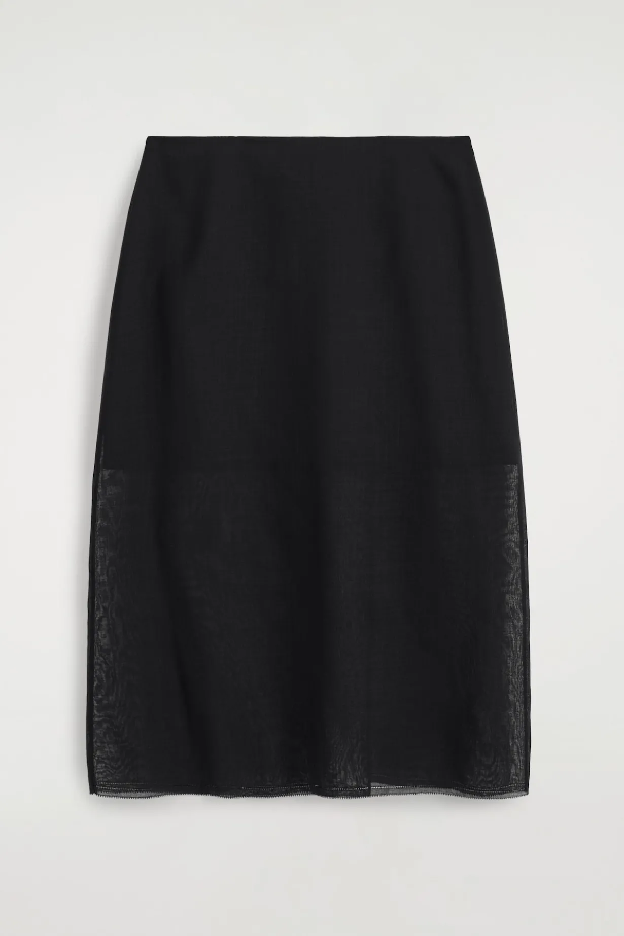 SEMI-SHEER LAYERED WOOL MIDI SKIRT