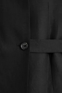 SHAWL-COLLAR BELTED LINEN-BLEND VEST