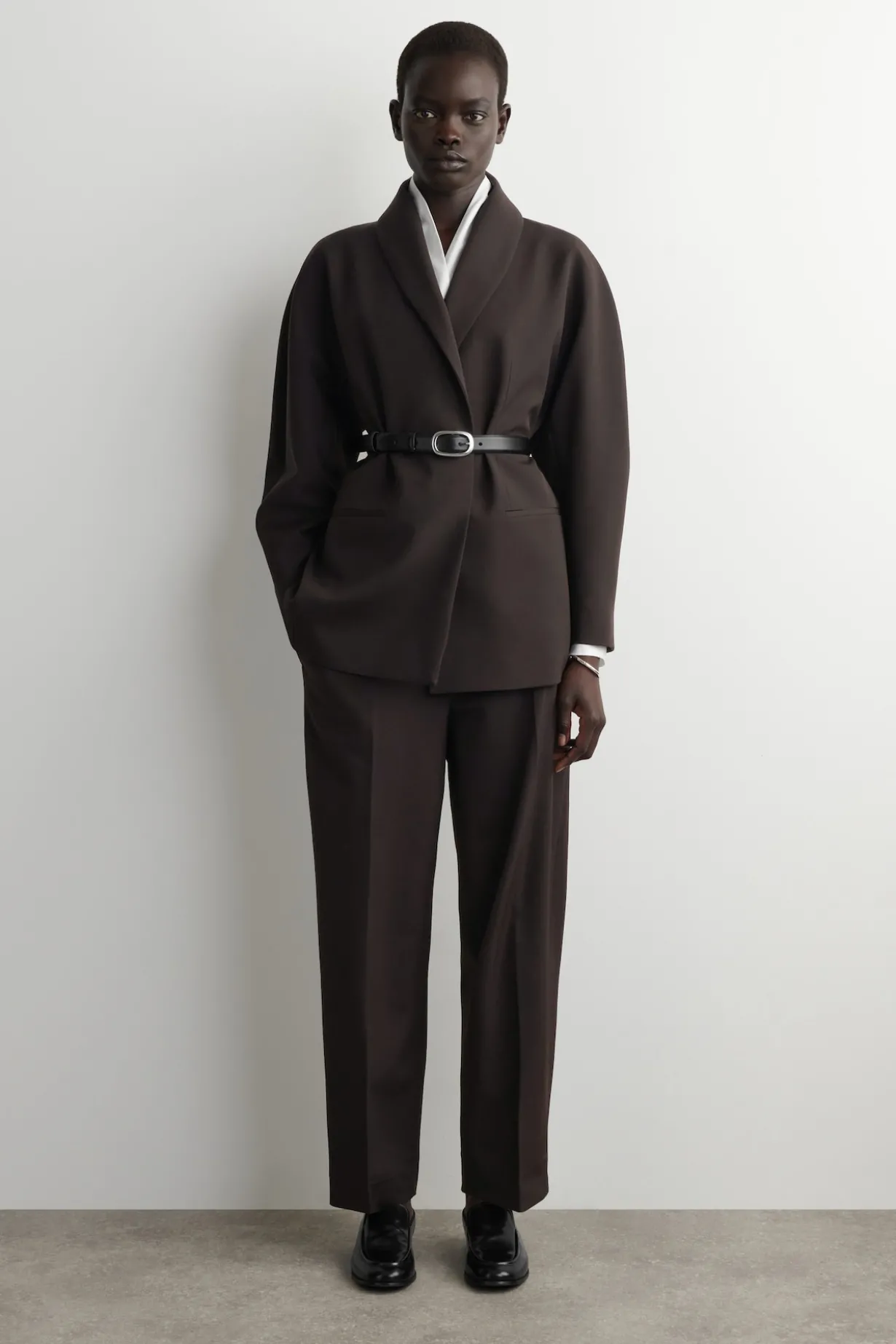 SHAWL-COLLAR COTTON BLOUSE