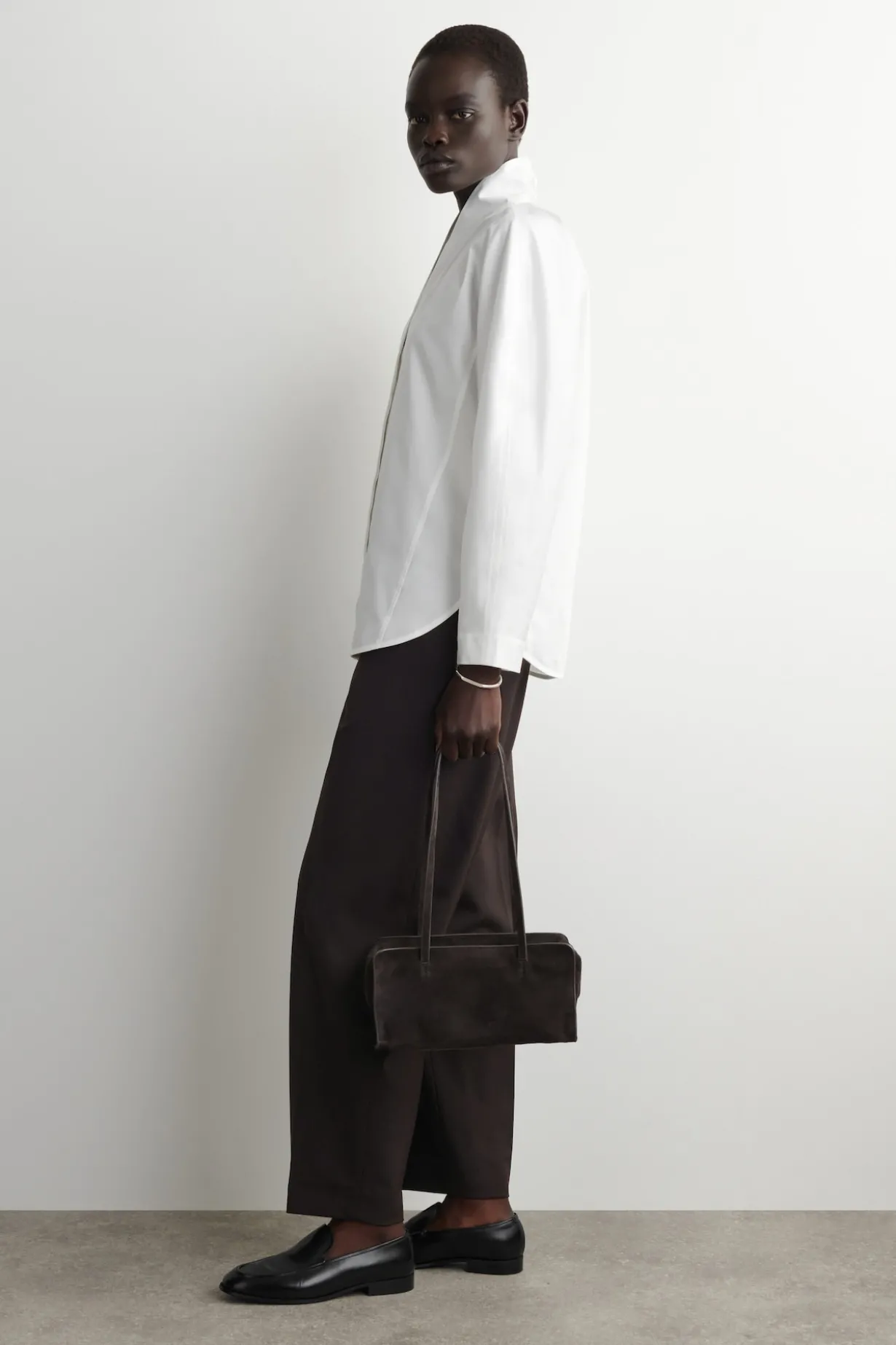 SHAWL-COLLAR COTTON BLOUSE