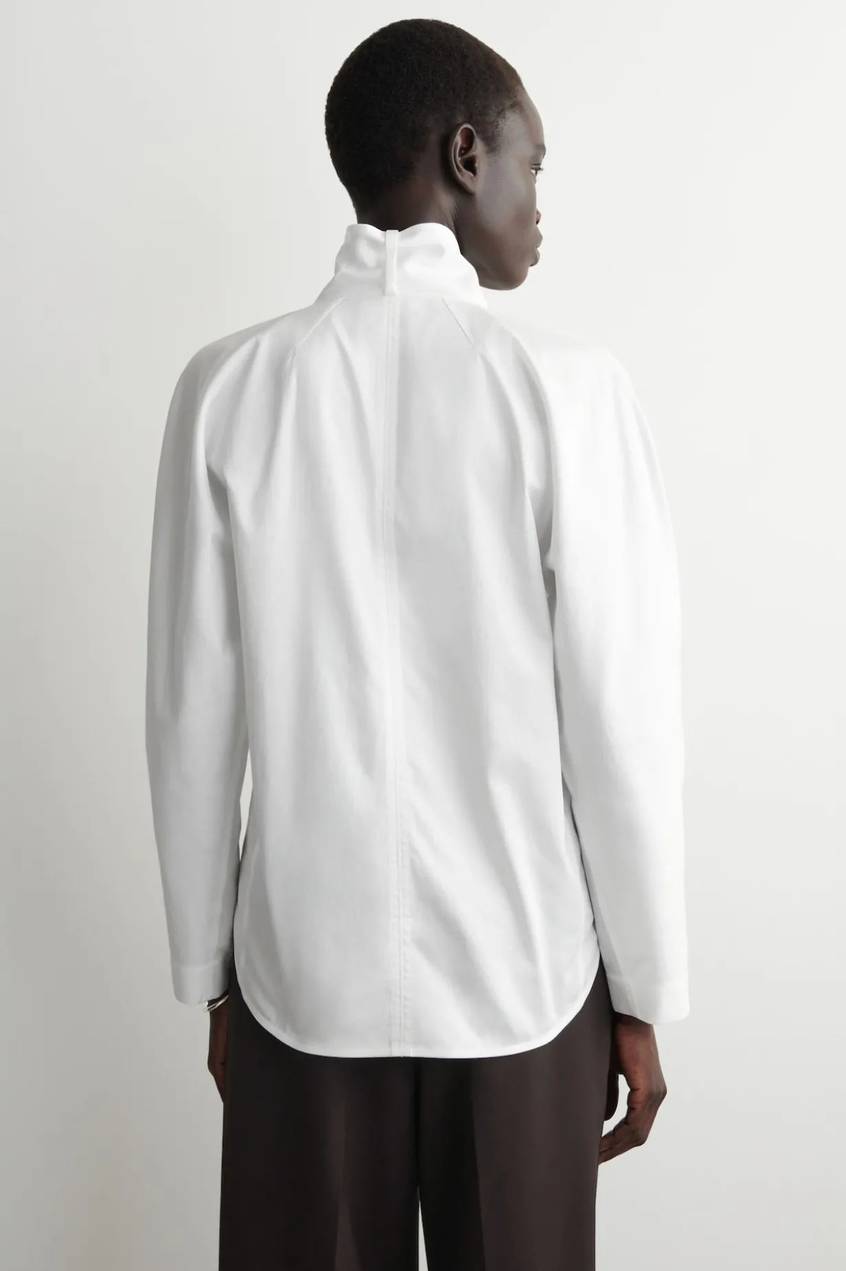 SHAWL-COLLAR COTTON BLOUSE
