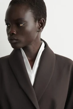 SHAWL-COLLAR COTTON BLOUSE